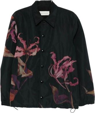 Dries Van Noten Printed Blouson Vorries - Heren - Zomerjassen - Zwart - L - Jassen
