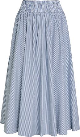 Suzie Kondi Kyria Striped Cotton-poplin Midi Skirt - Navy - S (UK8-10 / S)