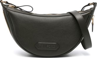 Tom Ford Crescent leather shoulder bag - men - Calf Leather/Cotton/Brass/Acrylic - One Size - Green