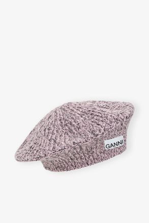 Ganni Purple Wool Beret