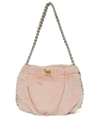 Rosantica Fatale Fluffy shoulder bag - women - Gold Plated Brass/Fabric/Artificial Fur/Artificial Leather/Polyester/Crystal - OS - Pink