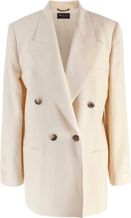 Loro Piana Cream Double Breasted Linen Blazer Size XL