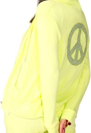 French Kyss Zip Peace Hoodie In Lime