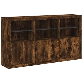 Berkfield Home Sideboard with LED Lights Smoked Oak 181.5x37x100 cm in Brown
