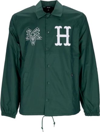 HUF Bosgroene Coachesjas met Thrasher - Heren - Zomerjassen - Groen - S - Polyester - Jassen