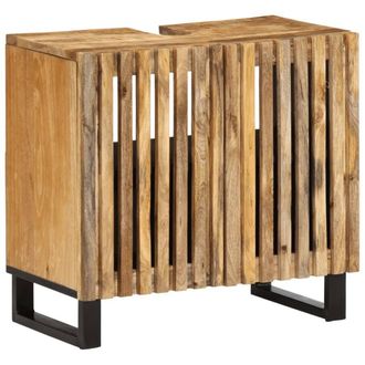 Berkfield Home Bathroom Sink Cabinet 62x34x58 cm Solid Wood Rough Mango in Brown | Size: 62 x 34 x 58 cm