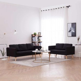 vidaXL Vidaxl - Conjunto De Sof&aacute;s 2 Piezas Tela Negro