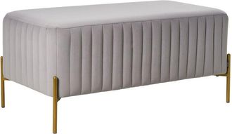 Beliani Bench Grey Velvet Upholstery Gold Metal Legs 91 x 47 cm Rectangular Seat Glamour Living Room UTAH