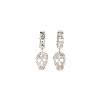 Alexander McQueen Pale Gold Skull Drop Earrings