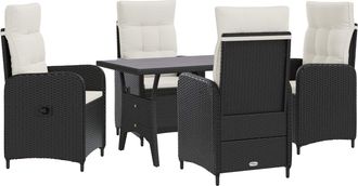 vidaXL Juego De Comedor Para Exteriores 5 Uds. Negro Y Blanco Crema Vidaxl
