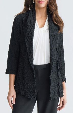 Kasper Pucker Knit Cardigan in Black at Nordstrom, Size X-Large