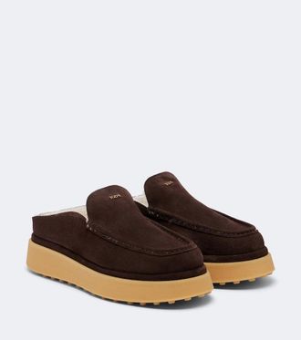 Tod's Shearling-lined suede platform mules
