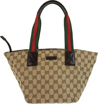 Gucci Brown Gg Canvas Sherry Line Tote (Authentic Pre-Loved)
