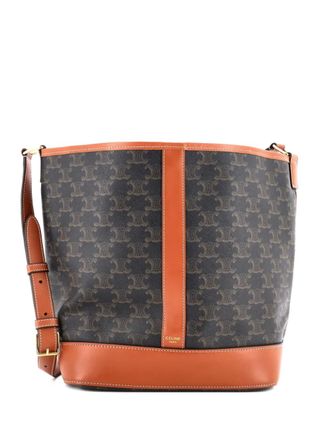 Celine Triomphe Coated Canvas Medium bucket bag - Marrone