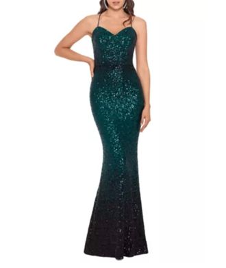 Betsy & Adam Maxi Dress In Black/emerald