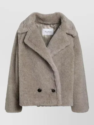 Max Mara cropped faux fur double breasted jacket