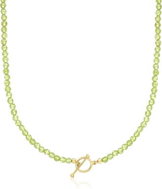 Ross-Simons 3.5-4mm Peridot Bead Charm-Compatible Toggle Necklace in 18kt Gold Over Sterling