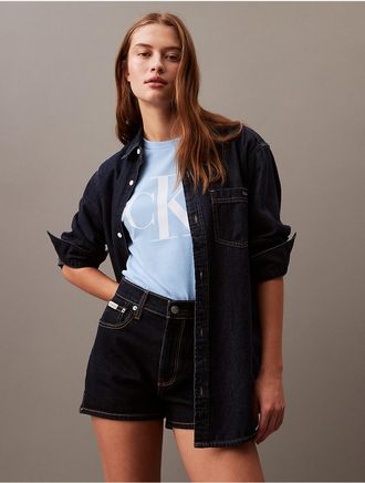 Calvin Klein Jeans Calvin Klein Womens Monogram Crewneck T-Shirt - Blue - XS