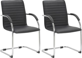 Clp Clp - Lote De 2 Sillas De Visita Tira Imitaci&oacute;n Cuero Negro