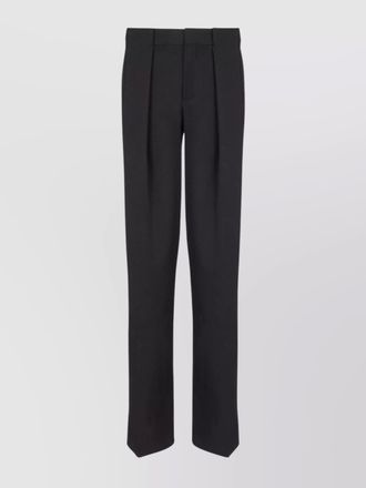 Balmain wool mid-rise pleated wide-leg trousers