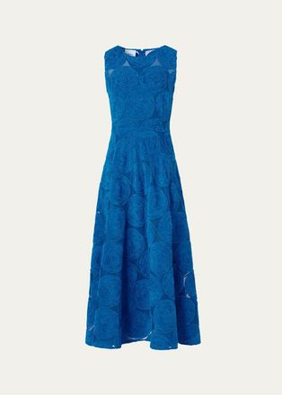 Akris Chenille Dot Embroidered Sleeveless Midi Dress