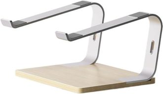 No Brand Adecuado Para Soporte De Port&aacute;til. Soporte Ergon&oacute;mico De Aluminio Para Port&aacute;til Con Base De Madera. Accesorios Para Port&aacute;til (plateado)