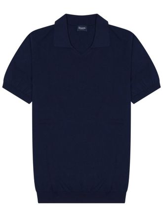 Drumohr Navy Blue Solid Polo