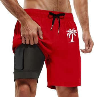Generic Swimming Shorts Men,Kids Swim Shorts with Compression Liner 2 in 1 Quick Dry Mens Swim Shorts Surfing Beach Shorts Mens Board Shorts Mens Swimming Sho