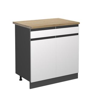 Vicco Mueble Bajo De Cocina R-line, Blanco, 80 Cm, Et Roble