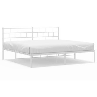 Berkfield Home Metal Bed Frame with Headboard White 180x200 cm Super King