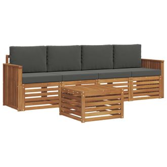 vidaXL Conjunto De Sof&aacute;s De Exterior 5 Pcs Natural Y Antracita Vidaxl