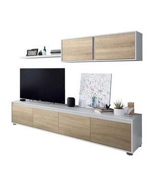 F.R.S. Frs - Mueble Sal&oacute;n Alida Roble Canadian Y Blanco Artik 43 Cm(alto)200 Cm(ancho)41 Cm(largo)