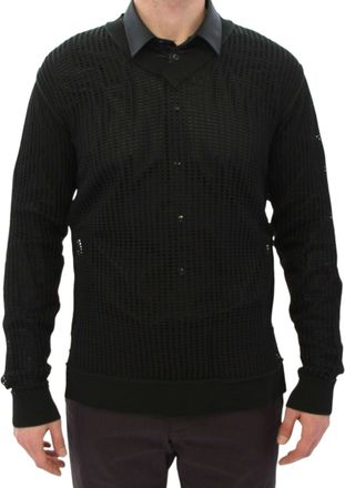 Dolce & Gabbana Mens Dark Green Runway Netz Pullover Netted Sweater Cotton Clothing