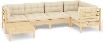 vidaXL Muebles De Jard&iacute;n 6 Pzas Y Cojines Madera Maciza De Pino Crema Vidaxl