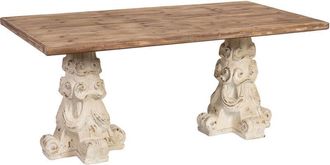 Wanderlust Deco Mesa De Centro De Madera Y Magnesio Marr&oacute;n Y Blanco 180x95x78h Cm