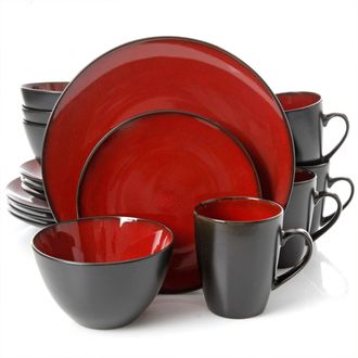 Gibson Home Round 16-Piece Dinnerware Set, Burgundy