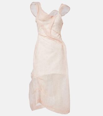 Victoria Beckham Asymmetric ruched organza midi dress