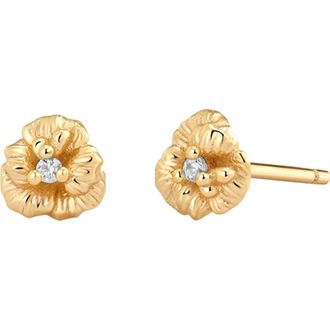Made by Mary CZ Birth Flower Stud Earrings in February - Gold Vermeil at Nordstrom