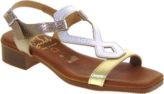 OH! MY SANDALS Oh My Sandals 5345 Womens Sports Sandals Laminated Leather Chunky Heel 3 cm Rubber Sole, bronze, 7 UK