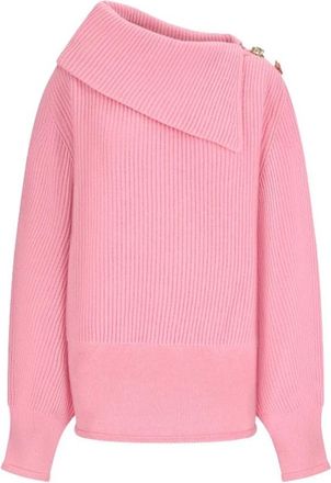 Blumarine Maglia Costa Ingl. - Dames - Ronde hals truien - Roze - S - Wol - Truien & Vesten