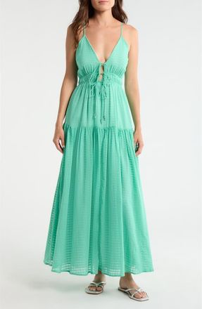 Elan Sleeveless Tiered Cover-Up Maxi Dress in Mint at Nordstrom, Size X-Small