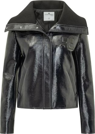 Courr&egrave;ges Jack met hoge kraag - Dames - Leren en Su&egrave;de Jassen - Zwart - XS - Leer - Jassen