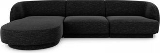 BLOOMINGLOFT 4-Sitzer Design Ecksofa Miley - Chenille Schwarz