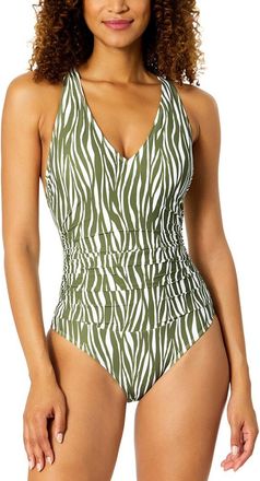 Anne Cole V Neck Crossback One-Piece