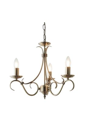 Netlighting Bernice 3 Light Multi Arm Ceiling Pendant Antique Brass E14 in Gold