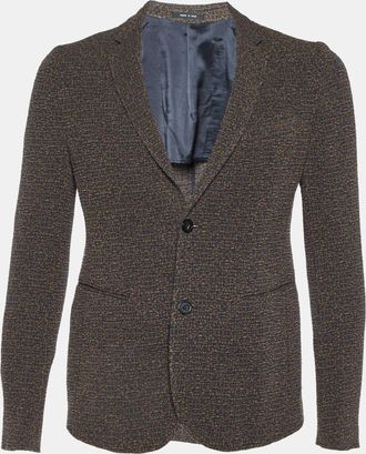 Emporio Armani Brown/blue Patterned Crepe Single Breasted Jacket