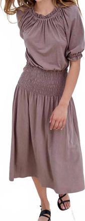 Sundry Smocked Midi Dress In Taupe