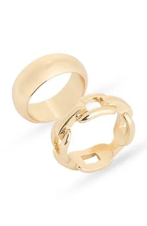 Leith Set of 2 Assorted Rings in Gold at Nordstrom Rack, Size Small/medium
