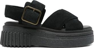 Clarks 50 mm Evamar sandalen met plateauzool en gespsluiting - Zwart