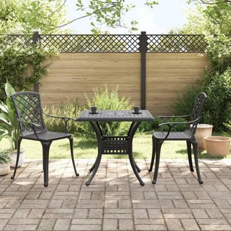 Berkfield Home 3 Piece Bistro Set Black Cast Aluminium